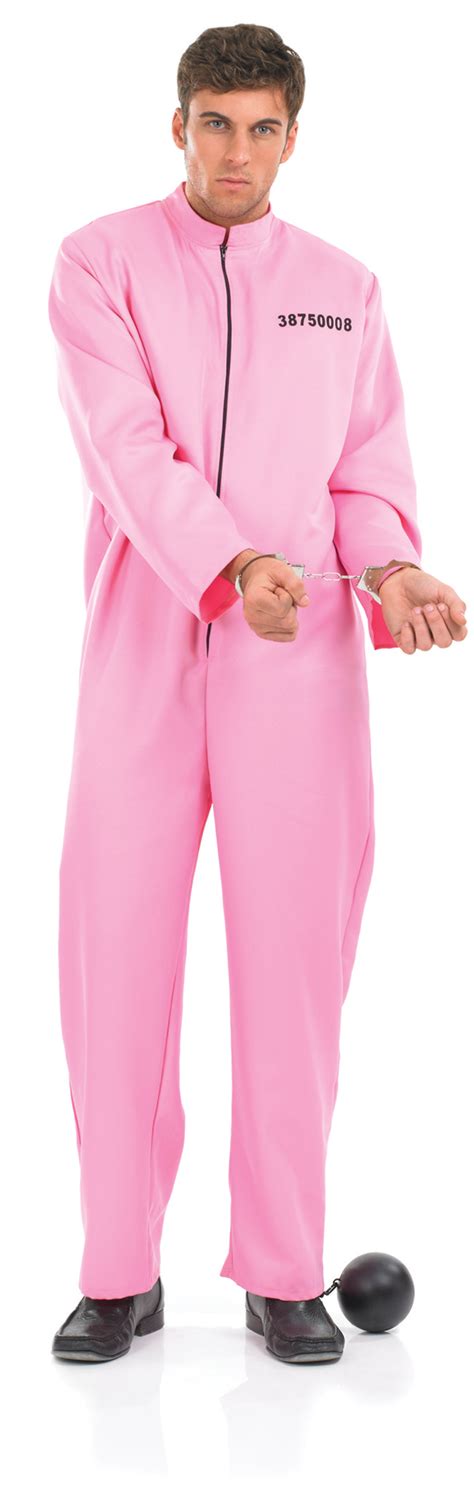 Pink Prisoner Mens Fancy Dress Convict Uniform Stag Do Cops And Robbers Costume Ebay