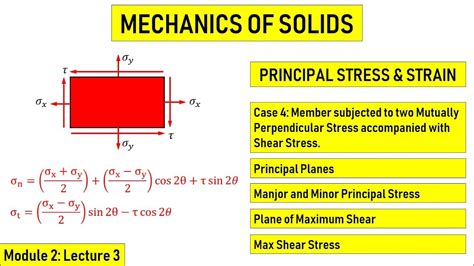 Mechanics Of Solids Principal Stress And Strains Direct Stresses