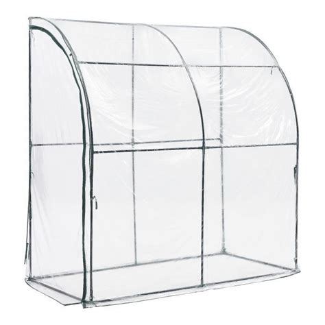 Serre de jardin adossée Juta en acier et PVC à porte zippée 100 x 200 x