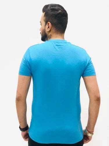 Printed Men Sky Blue Cotton T Shirt Round Neck At Rs In Ludhiana