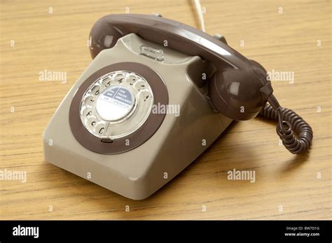 Old Retro Gpo British Telecom Rotary Dial Phone Stock Photo