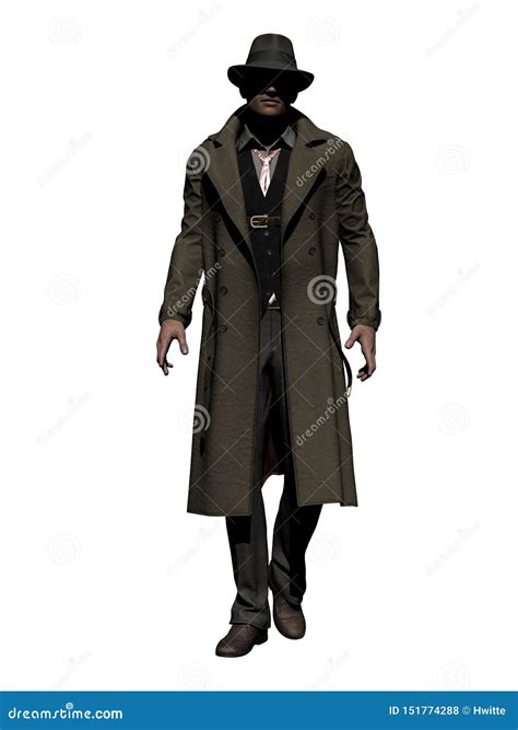 Walking Man In Trenchcoat D Illustration Stock Illustration