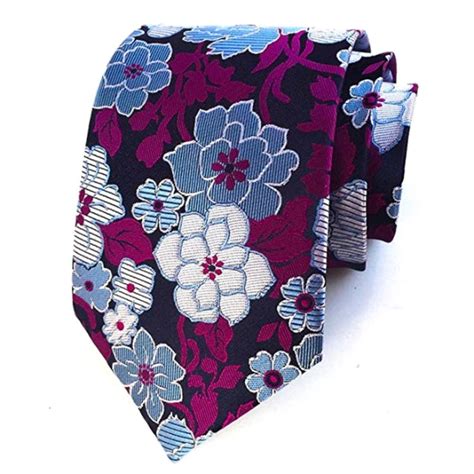 Purple And Blue Floral Tie 100 Silk Classy Men Collection