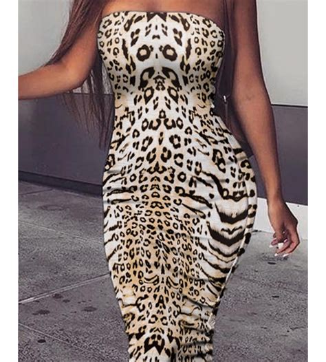 Leopard Print Bodycon Straight Dress