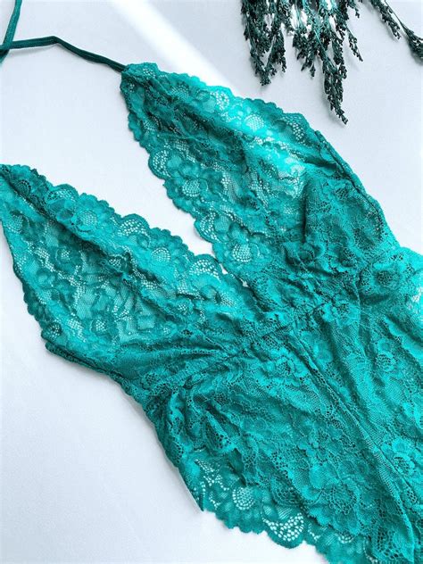 Green Lace Bodysuit Sexy Lingerie Etsy