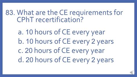 PTCB PTCE Practice Test Question 83 CE Requirements For CPhT