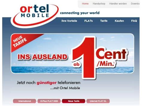 Ortel Mobile mit Auslandstelefonaten ab 1 Cent plus Einwahlgebühr ...