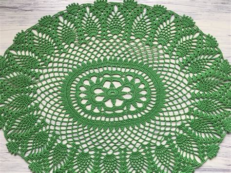 Green Crochet Napkin Crochet Doily Handcrafted Home Decor Lace Etsy