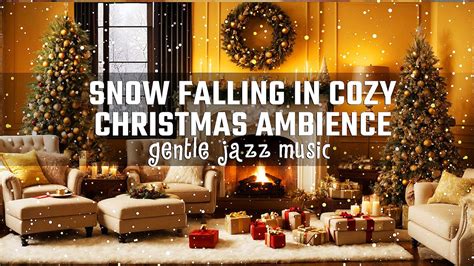 Snow Falling In Cozy Christmas Ambience With Sweet Piano Jazz Music