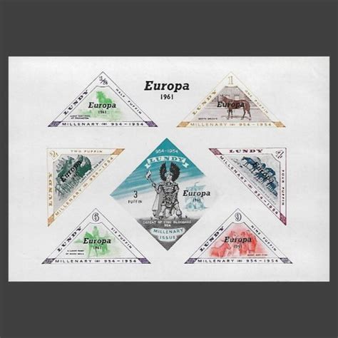 Lundy 1961 Europa Imperforate Miniature Sheet 7v ½p To 9p Um