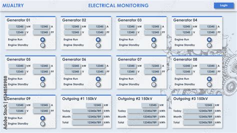 Vetor De Hmi Scada Ui Template Industrial Flat Design Do Stock Adobe