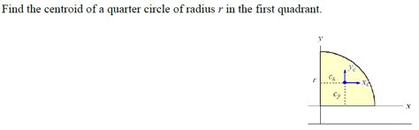 Solved Find the centroid of a quarter circle of radius r in | Chegg.com