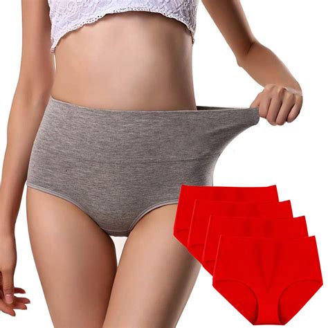 Tofotl 4pcs High Elasticity Womens Underwear Soft Cotton High Waist