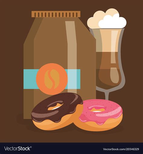 Delicious Iced Coffee Cup And Donuts Royalty Free Vector