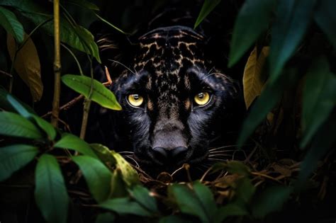 Premium Photo | Capture of powerful panther camouflaged in the shadows ...