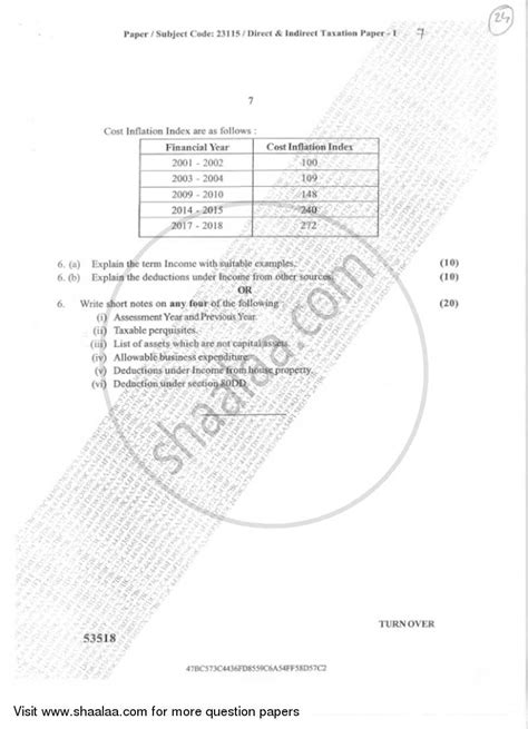 Direct And Indirect Taxation Paper 1 2018 2019 Bcom General Semester