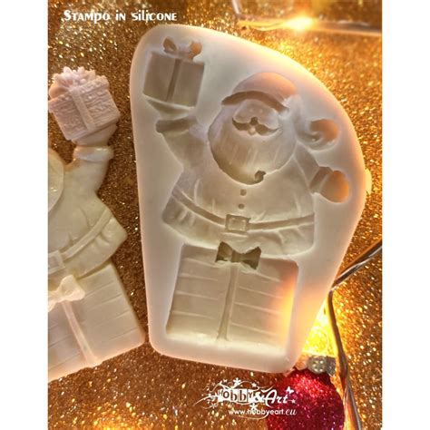 Stampo In Silicone Babbo Natale Su Pacco Regalo