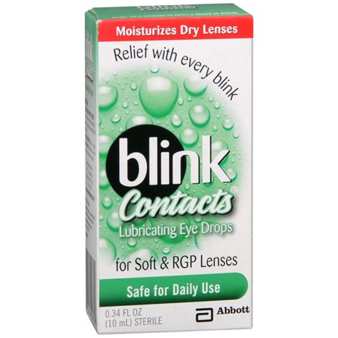 Blink Contacts Lubricating Eye Drops For Soft And Rgp Lenses 10 Ml