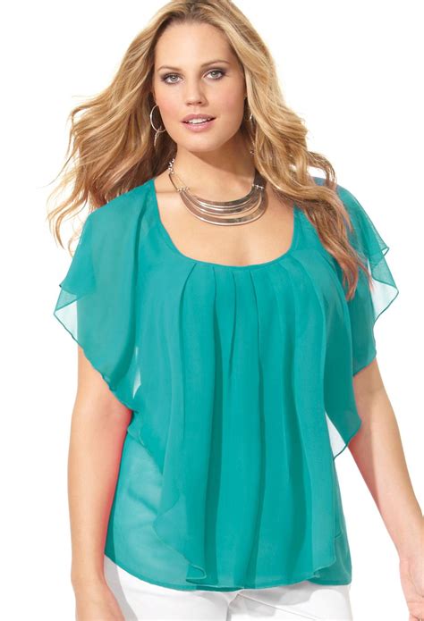 Plus Size Cascading Ruffle Blouse Plus Size Tops Clearance Avenue