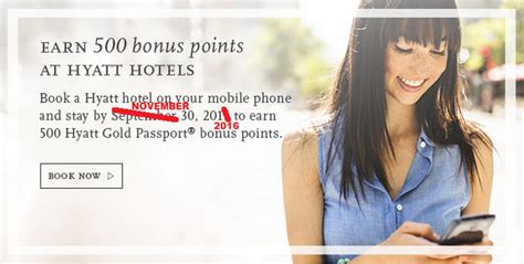 Hyatt Gold Passport 500 Bonus Points For An App Booking September 1 November 30 2016