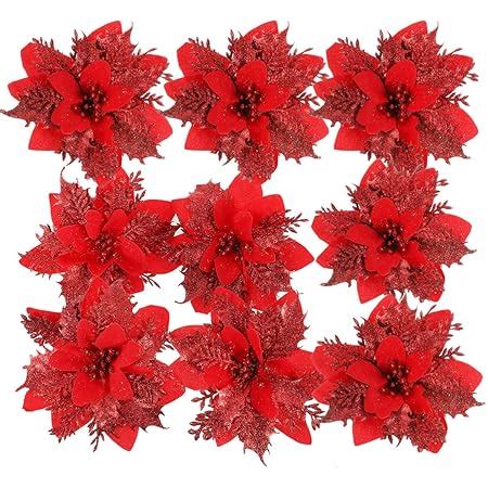 Amazon Toyandona Pieces Christmas Glitter Poinsettia Flowers