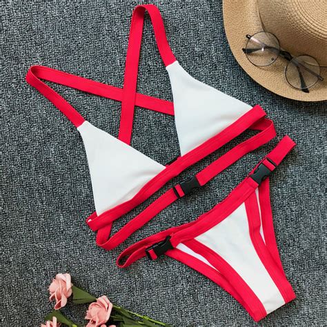 Sexy Bandeau Swimsuit Micro Sport Bikini Set Ribbed Swimwear Women 2019