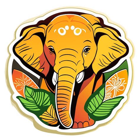 Premium Vector | Asian elephant flat sticker cartoon style illustration