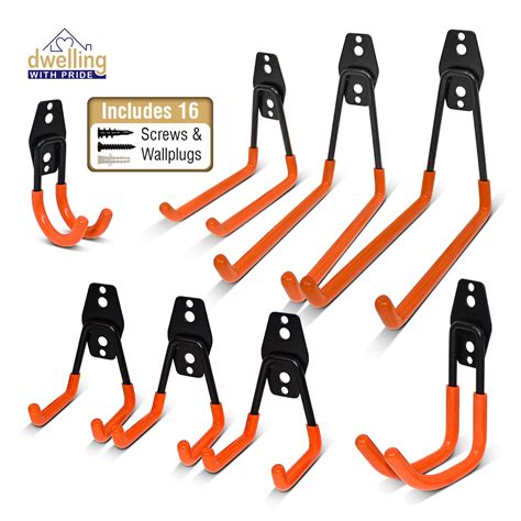 Heavy Duty Wall Hooks, 8-Pack Steel Garage Hooks for Garage Storage ...