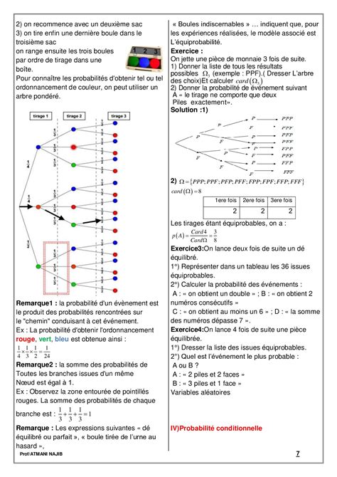 Probabilités Cours et exercices corrigés AlloSchool