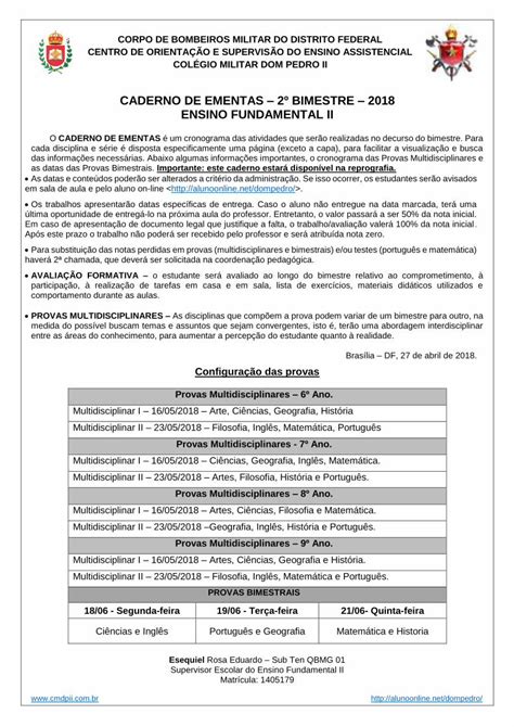 Pdf Caderno De Ementas Bimestre Ensino Verifica O