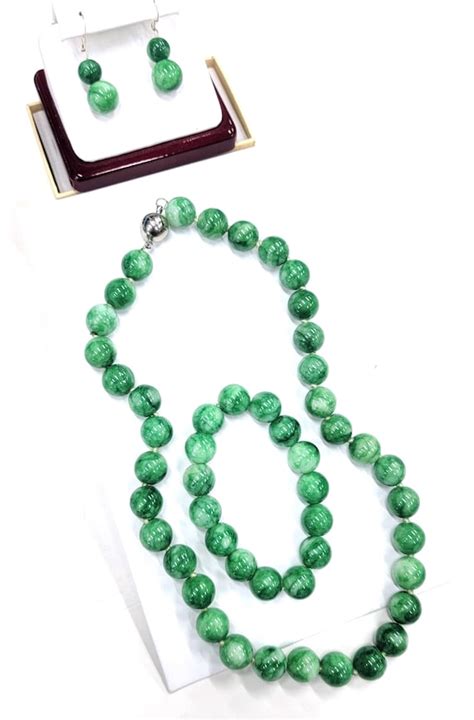 Vintage Jade Jewelry Set Gem