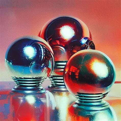 Chrome Spheres On A Red Cube By John Berkey Stable Diffusion Openart