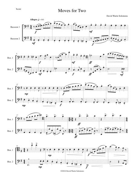 Moves For Two For 2 Bassoons By David Warin Solomons Sheet Music For