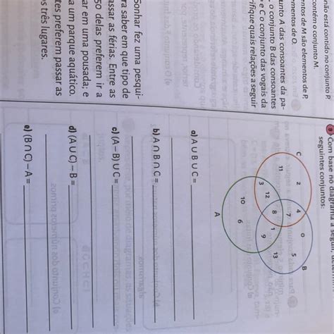 Com Base No Diagrama A Seguir Determine Os Seguintes Conjuntos 1 A A