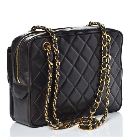 Chanel Lambskin Quilted Shoulder Bag Black