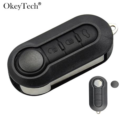 Okeytech 3 Buttons Remote Modified Flip Car Key Shell Case For Fiat 500