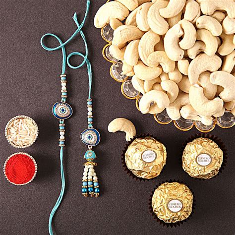 Sneh Evil Eye Rakhi Set With Cashews Ferrero Rocher Usa Gift Sneh