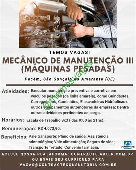 Mecânico De Maquinas Pesadas São Gonçalo Do Amarante Ce 01 Vagas