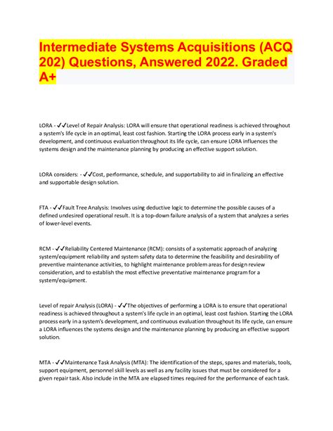 Intermediate Systems Acquisitions ACQ 202 Questions Answered 2022