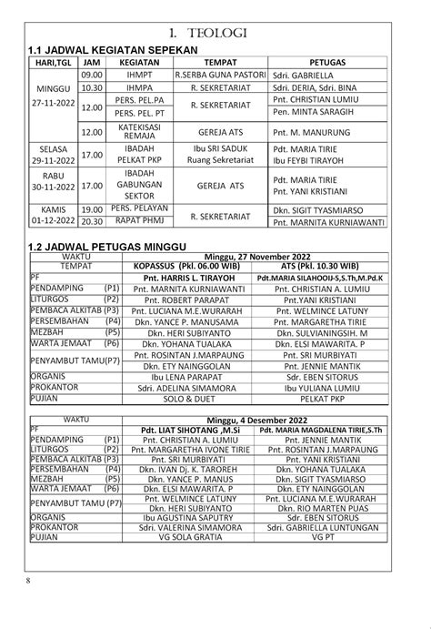 Tata Ibadah And Warta Jemaat Minggu 27 November 2022 Gpib Sola Gratia