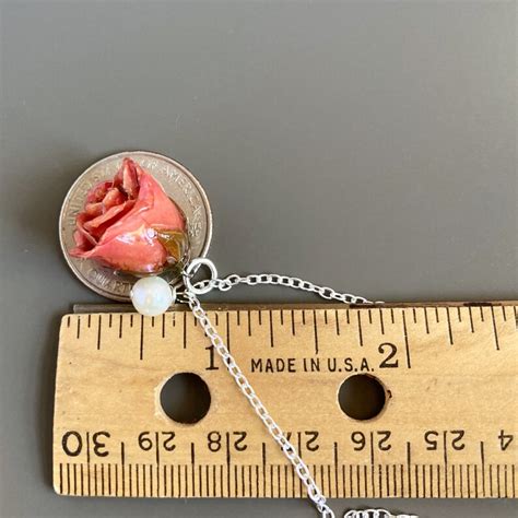 Real Rosebud Necklace Pink Rose Necklace Preserved Flower Etsy