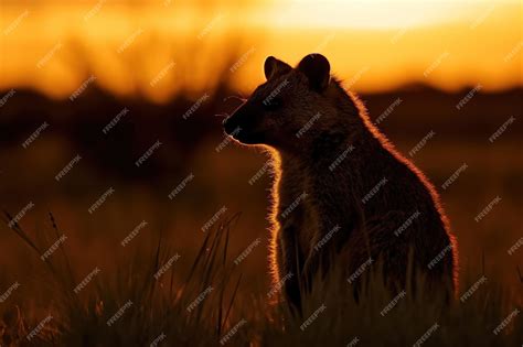 Premium Photo | Wild animal silhouette at sunset generative ai