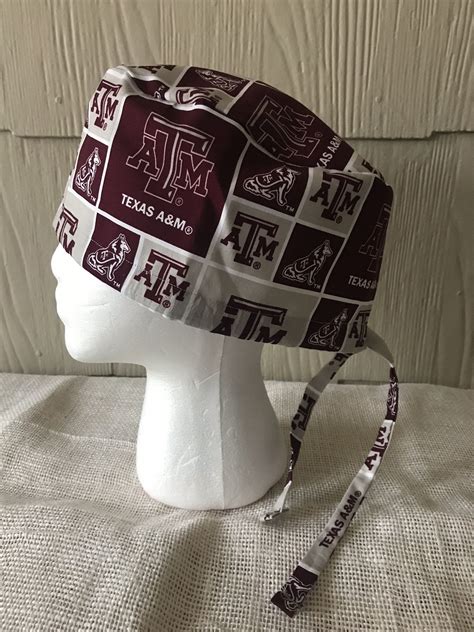 Texas Aandm University Scrub Cap Last With Solid Gray Top Etsy Scrub