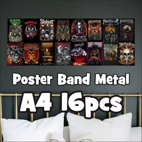 Jual Poster Band Metal A4 16pcs Poster Metal Poster Aesthetic Poster Black Poster Murah Poster