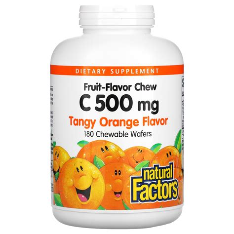 Natural Factors Vitamin C Tangy Orange 500 Mg 180 Chewable Wafers