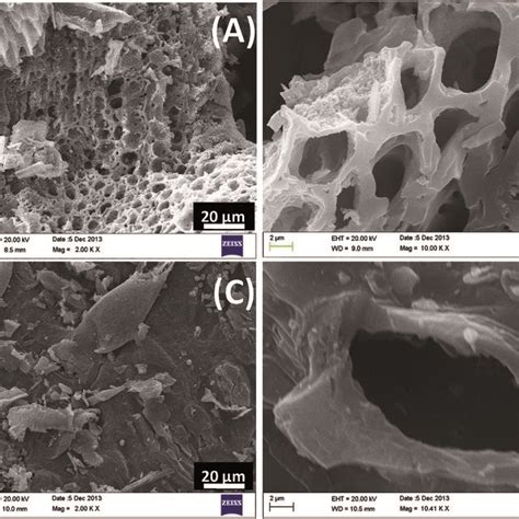 Sem Micrographs Of Rice Husk Biochar Rhbc At A 2kx B 10kx And