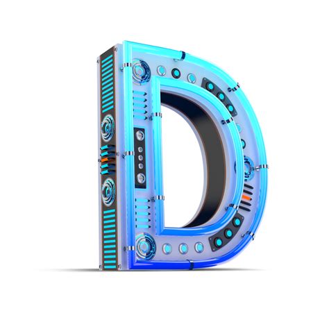 D Alphabet With Blue Neon And Neon Light Effect Png