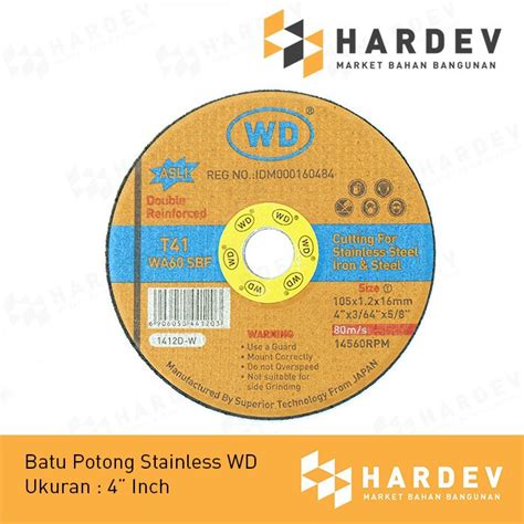 Jual Batu Potong WD 4 Gurinda Besi Stainless Cutting Wheel 105x1 2x16