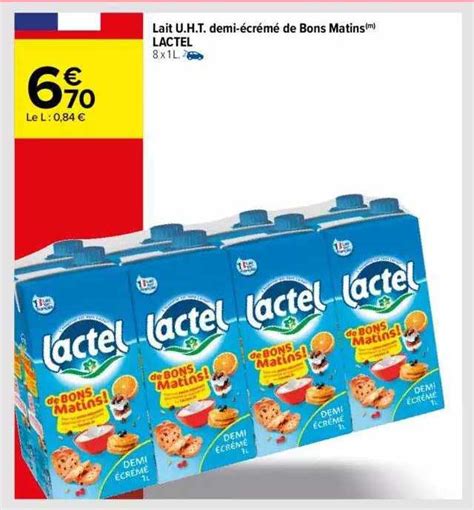 Offre Lait U h t Demi écrémé De Bons Matins Lactel chez Carrefour