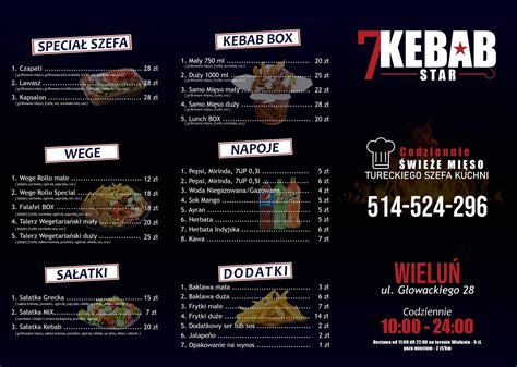 Carta Del Restaurante KEBAB 7 STAR Wielun